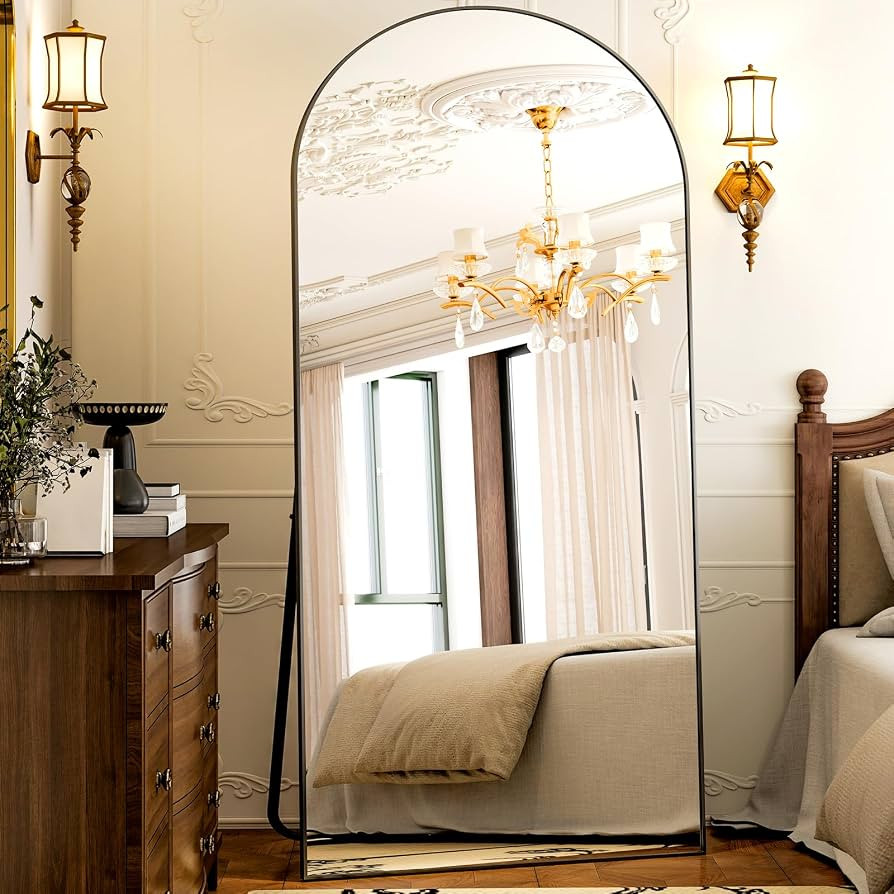 GLSLAND-38x77 inch Arched Full Length Mirror - Floor Mirrors Aluminum Alloy Frame Full Body Dress... | Amazon (US)
