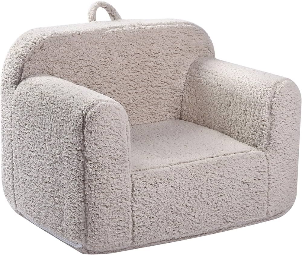 MOMCAYWEX Kids Snuggly-Soft Sherpa Chair, Cuddly Toddler Foam Chair for Boys and Girls, Light Gre... | Amazon (US)