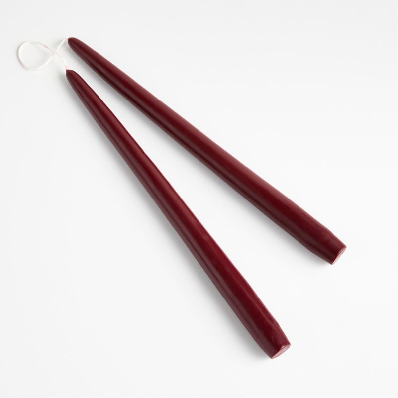 Dipped Burgundy Taper Candles, Set of 2 | Crate & Barrel | Crate & Barrel