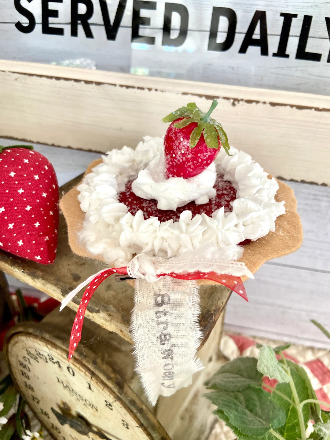 Mini Strawberry Pie, Felt, Summer Decor, Summer, Faux Dessert | Etsy (US)