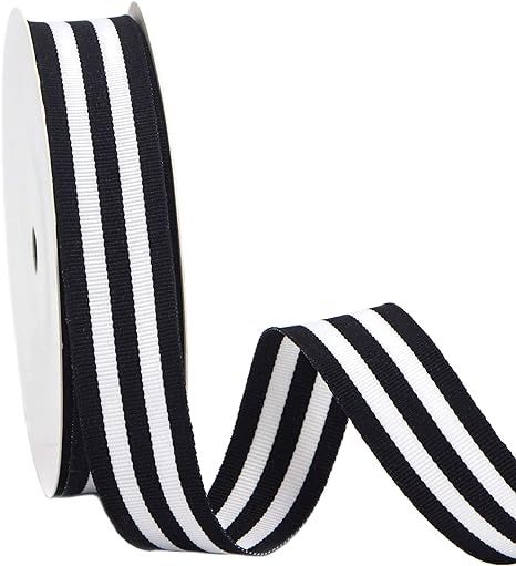 Ribbli Black and White Striped Grosgrain Ribbon,7/8-Inch x10-Yard,Use for Gift Wrapping,Party De... | Amazon (US)