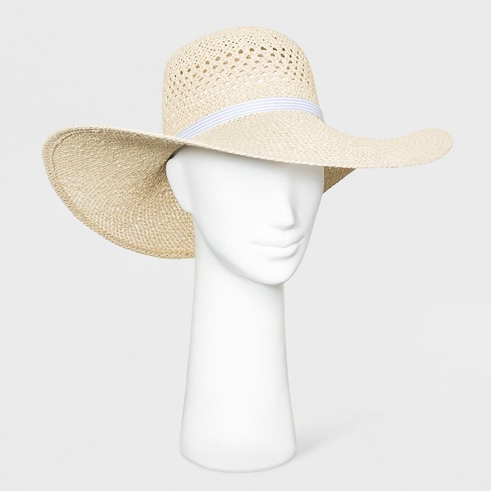 Women's Floppy Hat - A New Day Natural, Size: Small, White | Target
