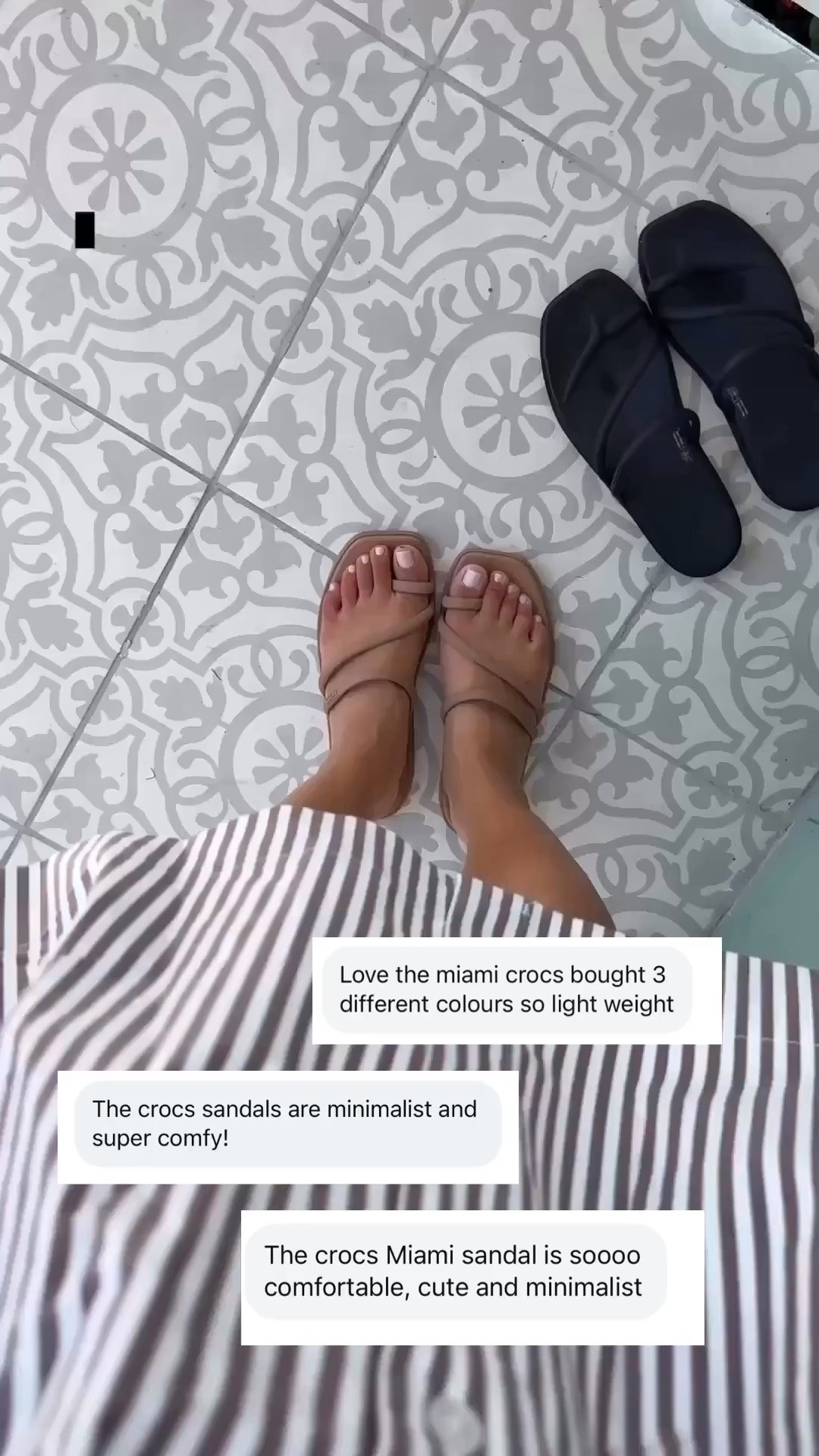 Back in stock! Size down if between sizes.
• Crocs Miami sandal sz 5, light and minimal, water friendly so great for regular wear, pool, beach, travel

Honestly surprised by the mixed reviews since I love mine for years now and have converted SO many friends! 
• Anthropologie stripe dress xxs petite

#LTKSeasonal #LTKSwim #LTKmomlife