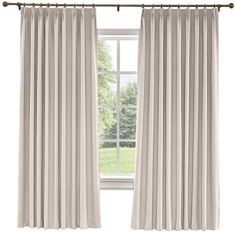TWOPAGES 100 W x 96 L inch Pinch Pleat Darkening Drapes Faux Linen Curtains Drapery Panel for Liv... | Amazon (CA)