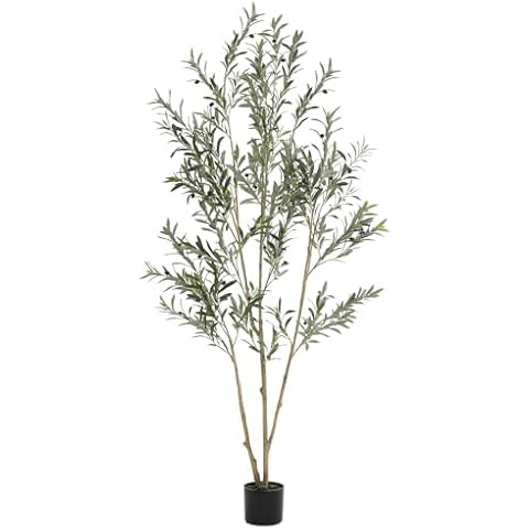 Faux Olive Tree 7ft - Tall Olive Trees Artificial Indoor - Large Fake Potted Olive Silk Tree Plan... | Amazon (US)