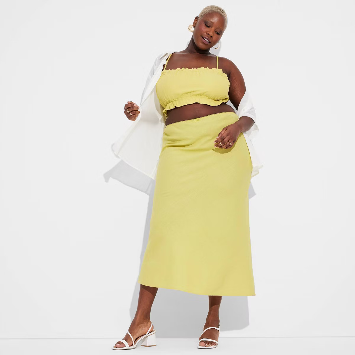 Women's Linen Bow-Front Maxi Skirt - Wild Fable™ Yellow XXL | Target