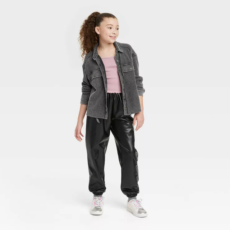 Girls' Waffle Button-Up Shacket - art class™ | Target