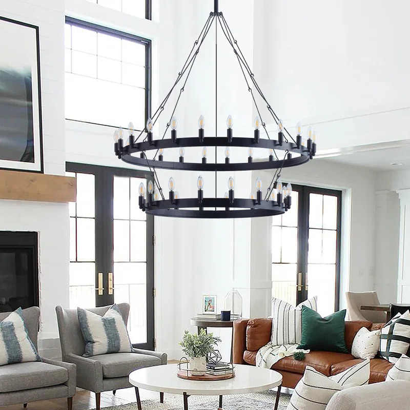 Marlyne 40 - Light Dimmable Wagon Wheel Chandelier | Wayfair North America