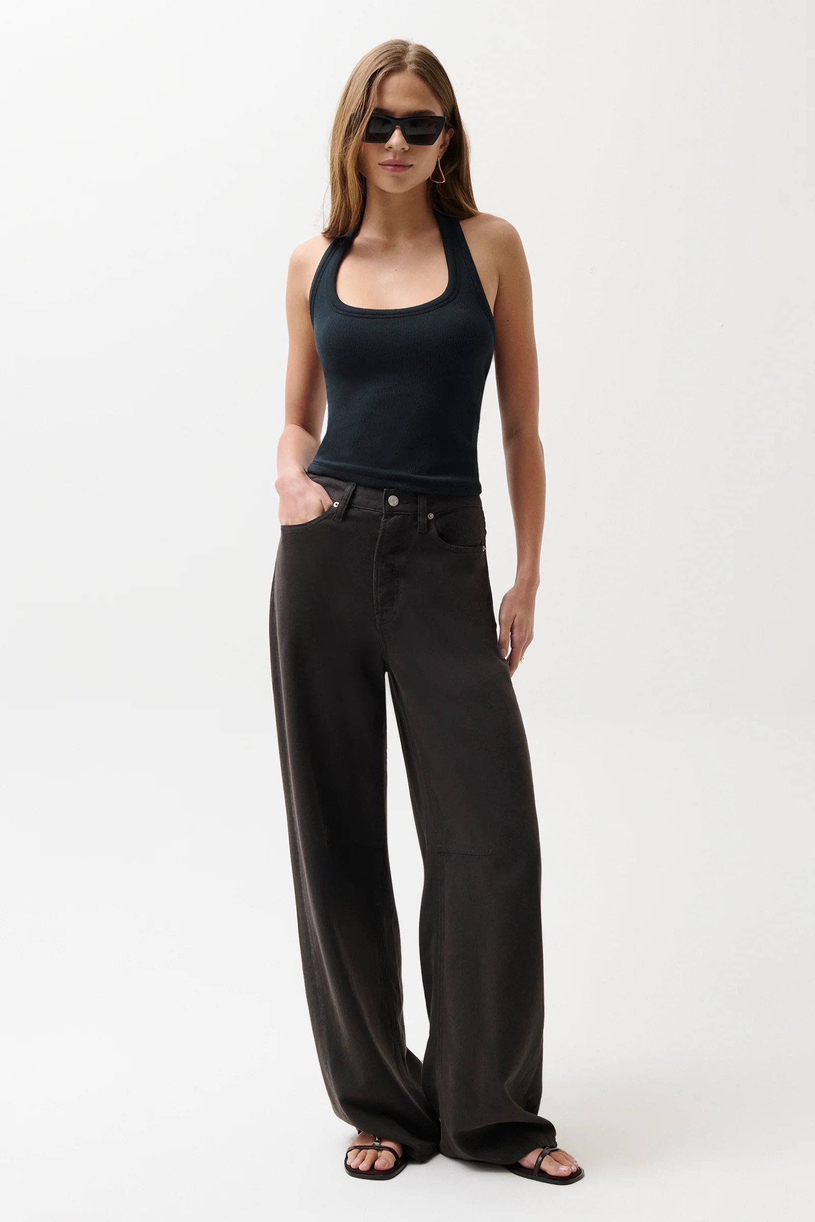 Sydney High Rise Linen Bowed Wide - Bristol Black | Pistola Denim