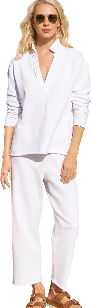 Ainangua Casual 2 Piece Sets for Women V Neck Long Sleeve Tops Wide Leg Pants Workout Outfits Fas... | Amazon (US)