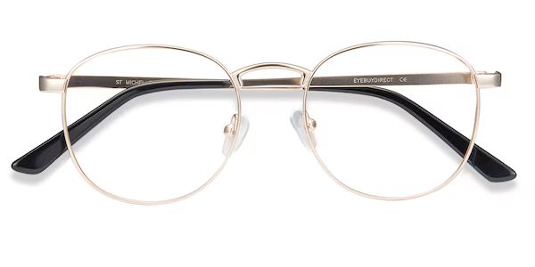 St Michel - Square Golden Frame Glasses | EyeBuyDirect | EyeBuyDirect.com