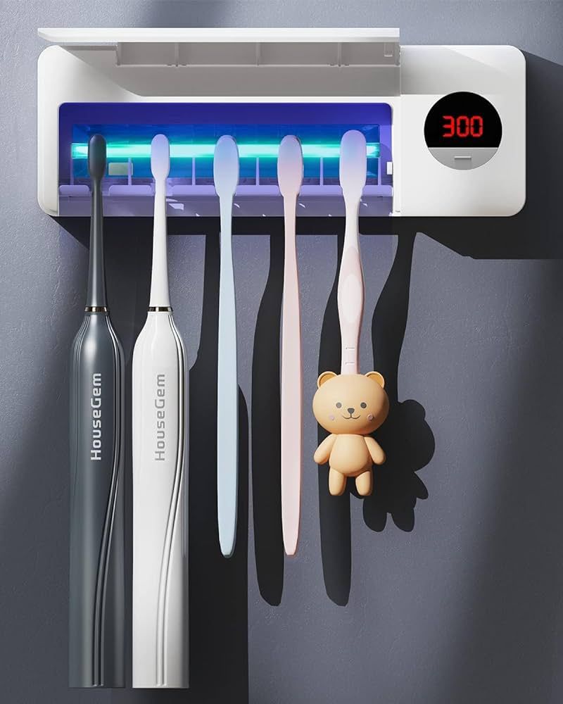 UV Toothbrush Sanitizer, HouseGem Toothbrush Sanitizer Holder, Sterilization & Timing Functions, ... | Amazon (US)