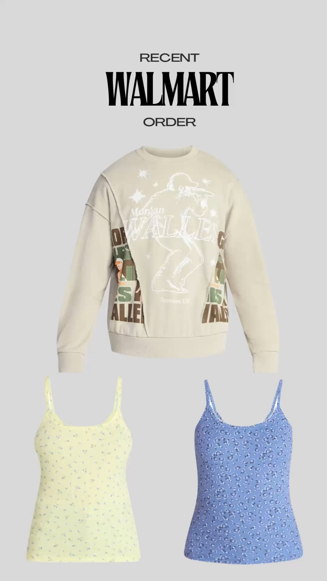 My recent Walmart order💙 love this Morgan Wallen sweatshirt… it’s a men’s sweatshirt and I sized up to a large for an oversized fit. Also loving these spring camis, perfect on their own or layered with a light cardigan 💛


#walmart #walmartfashion #walmartstyle #walmartfinds #morganwallen #graphicsweatshirt #floralcamis

#LTKootd #LTKdayinmylife #LTKSeasonal