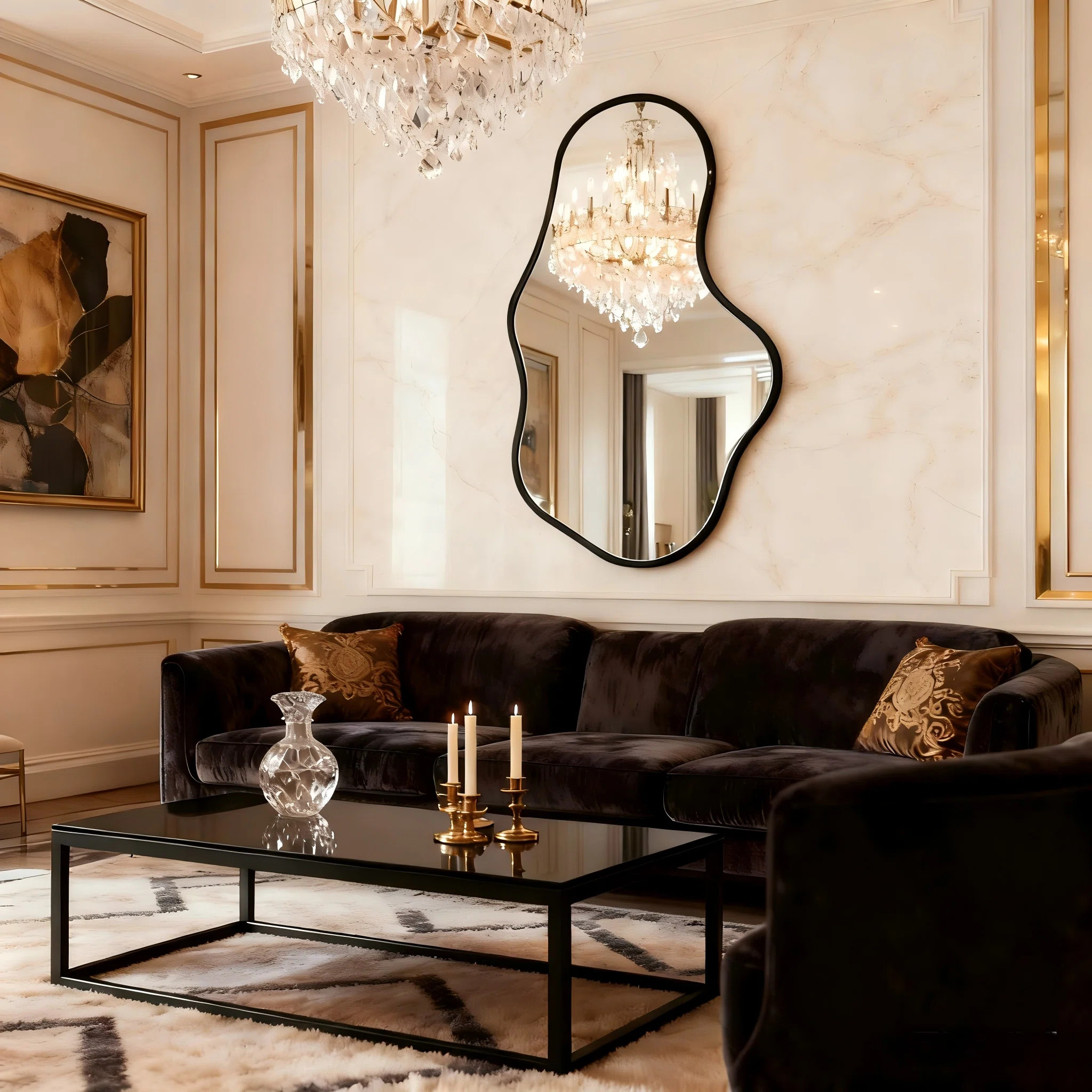 Ivy Bronx Asymmetrical  Mirror with Frame-For Bathroom, Bedroom, Living Room & Entryway Decor & R... | Wayfair North America