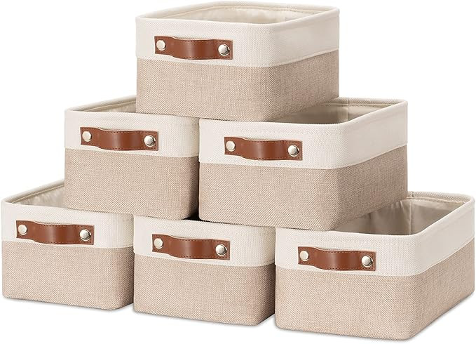 HNZIGE Small Fabric Baskets for Organizing(6 pack) Collapsible Storage Baskets for Shelves, Close... | Amazon (US)