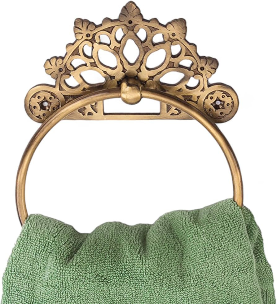 Victorian Towel Ring | Solid Brass | Antique 6 inches | Hand Towel Hanger | Round Towel Holder fo... | Amazon (US)