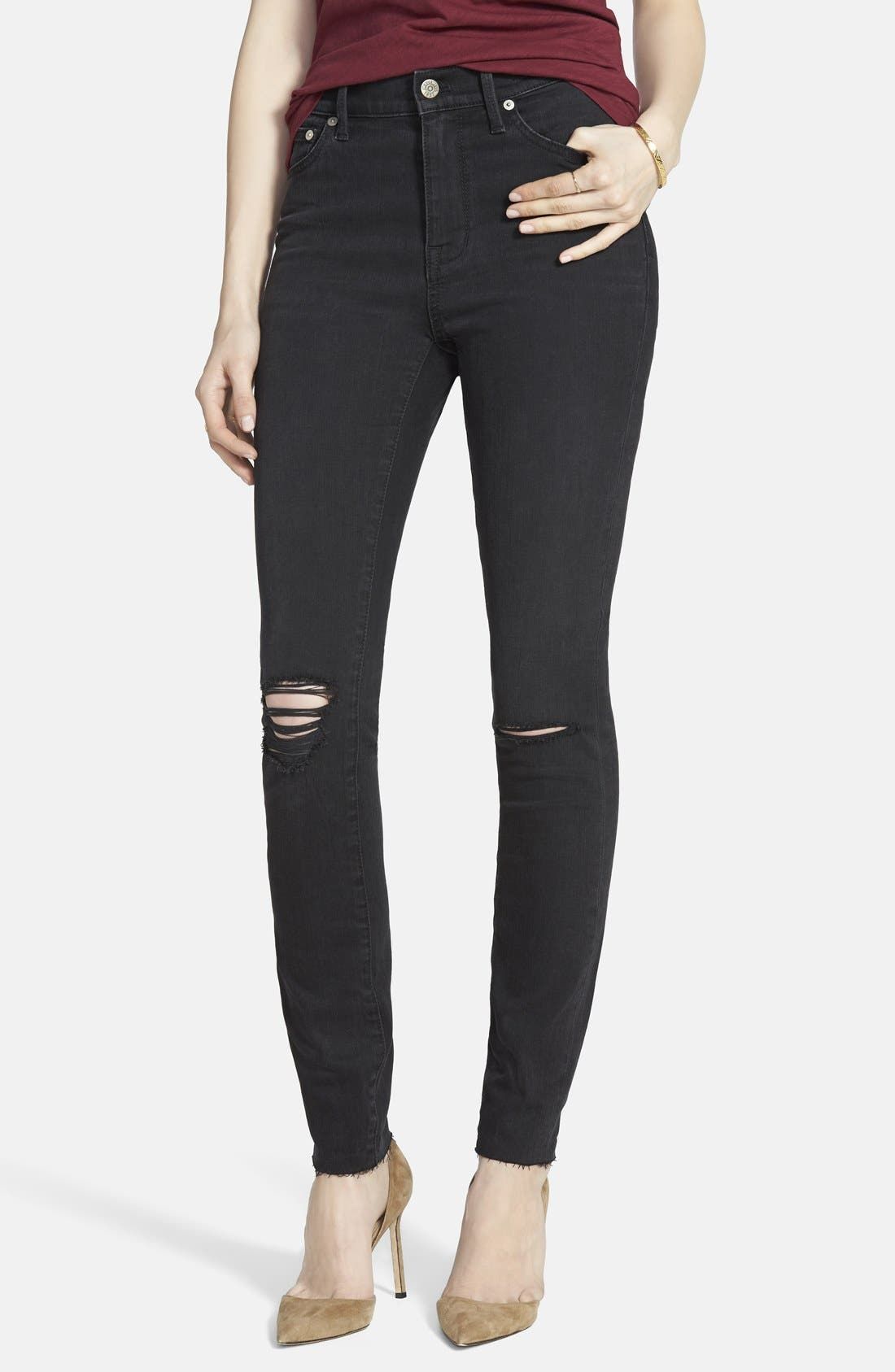 Ripped High Rise Skinny Jeans (Black Sea) | Nordstrom