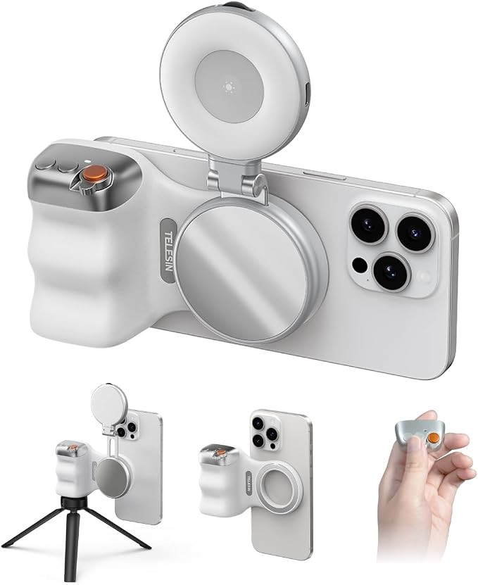 TELESIN Fun Shot Magnetic Phone Camera Grip + C03 Magnetic Selfie Light (Silver) Bundle Kit Compa... | Amazon (US)