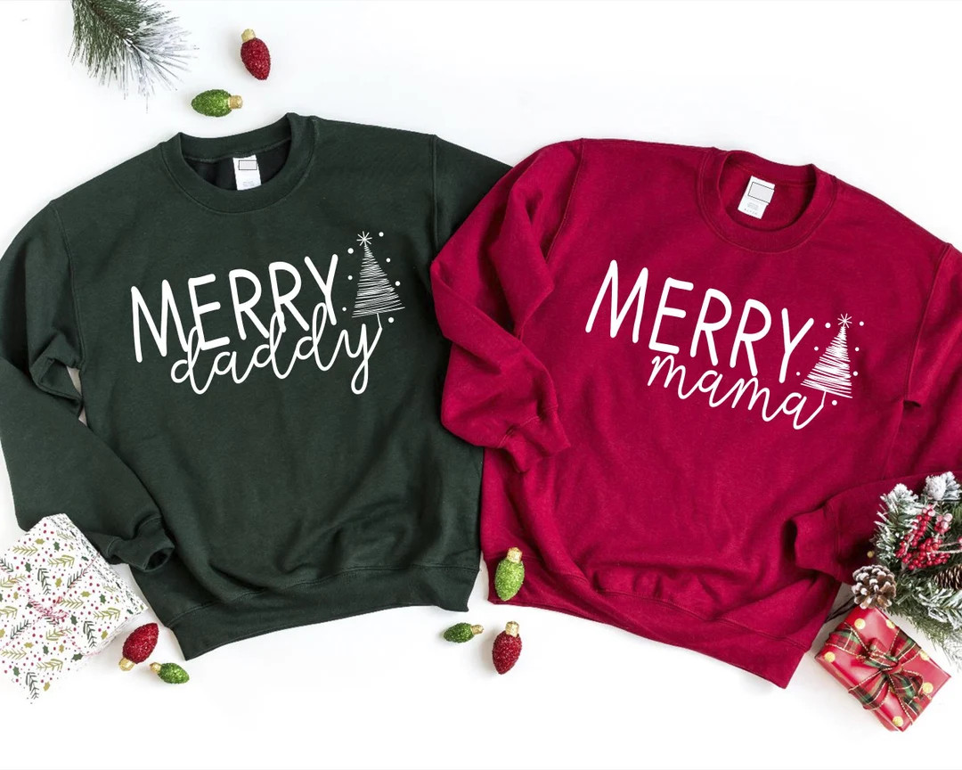 Merry Family Christmas Sweatshirts: Matching Mommy and Me Hoodies - Etsy | Etsy (US)
