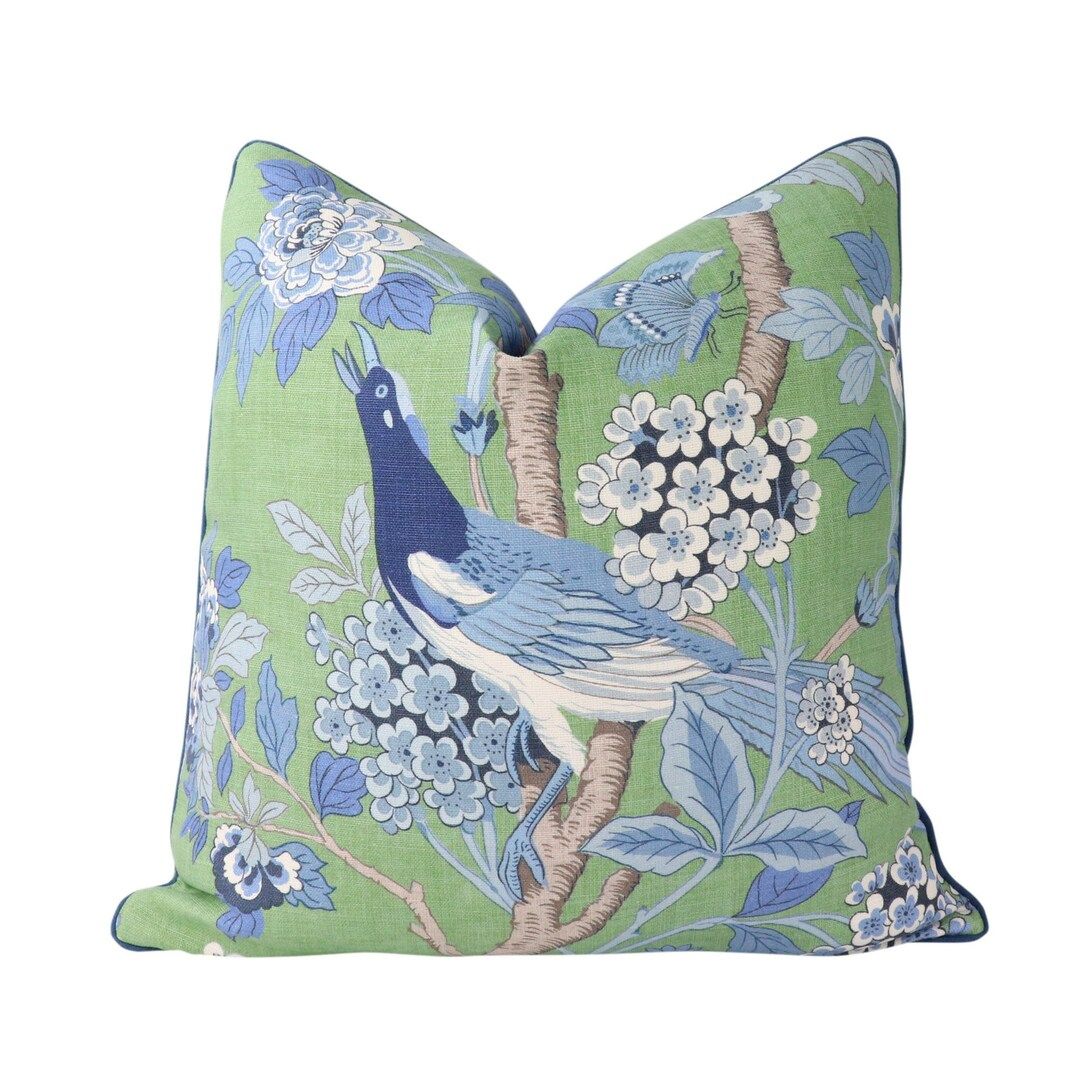 G P & J Baker Hydrangea Bird Cover in Emerald/blue - Etsy | Etsy (US)