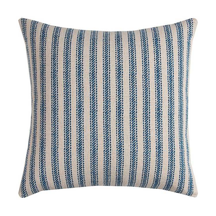 Blue and Natural Ticking Stripe Pillow | Kirkland's Home