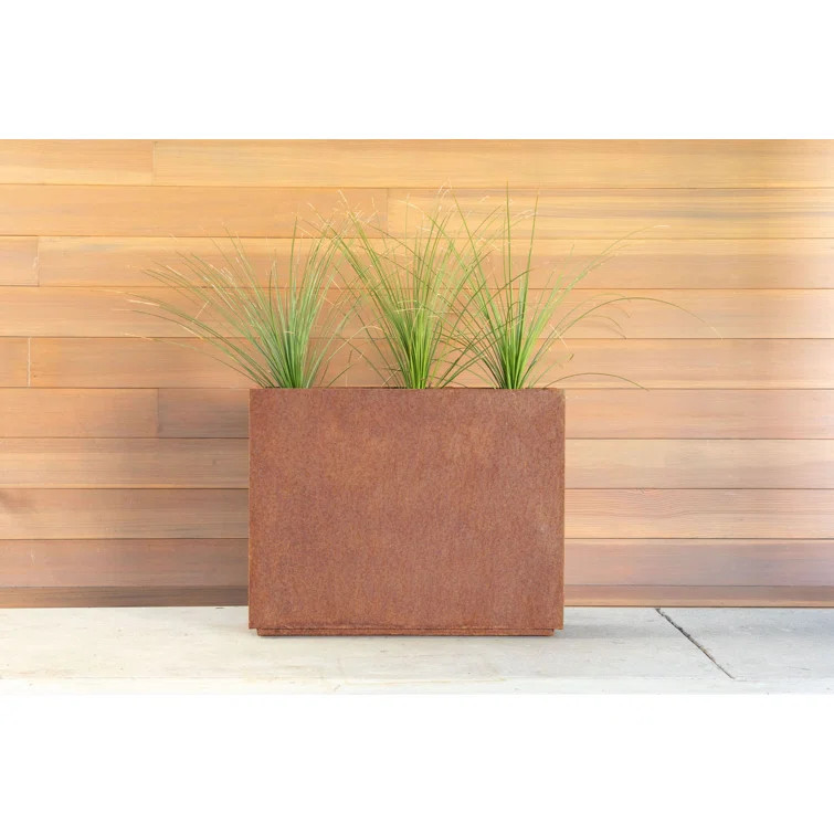 Metallic Series 1 - Piece Weathered Steel Planter Box | Wayfair North America