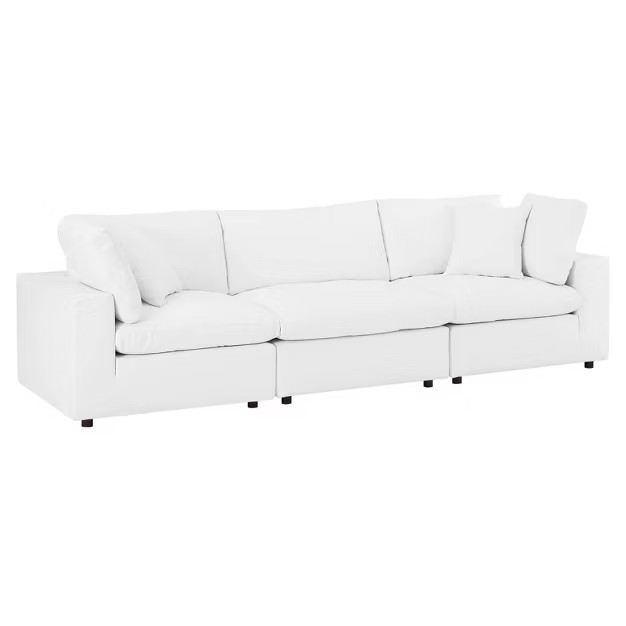 Commix Down Filled Overstuffed Vegan Leather 3-Seater Sofa - Modway | Target