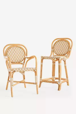 Coastal Rattan Bistro Counter Stool Chair | Anthropologie (US)