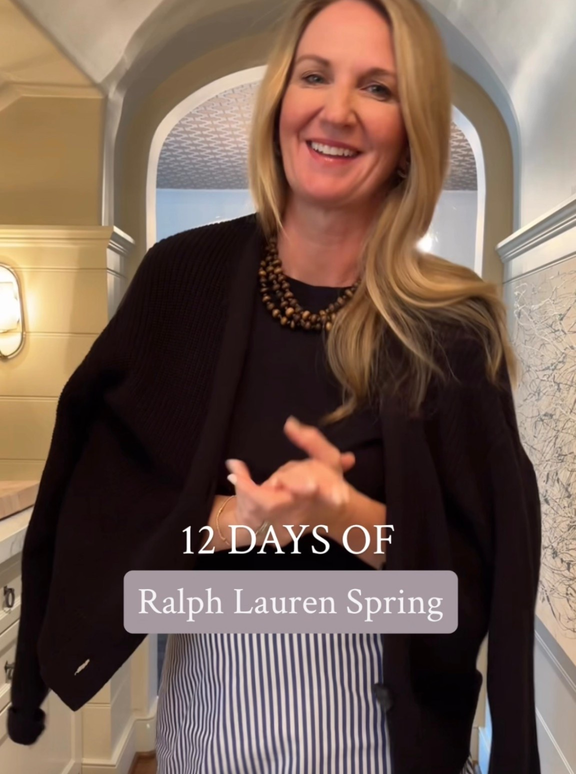 On the FOURTH day of Ralph Lauren spring- we transitioned our classic blue and white striped skirt from winter to spring! 💙🤎🧸✨