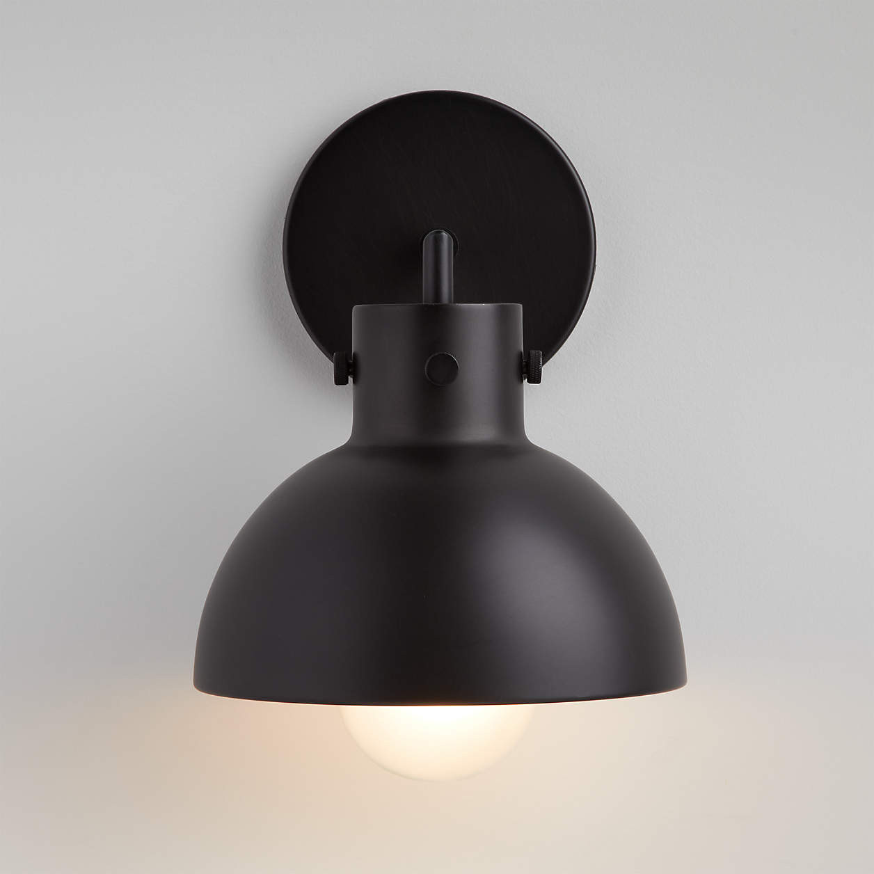 Dakota Black Sconce Light with Small Black Dome + Reviews | Crate & Barrel | Crate & Barrel