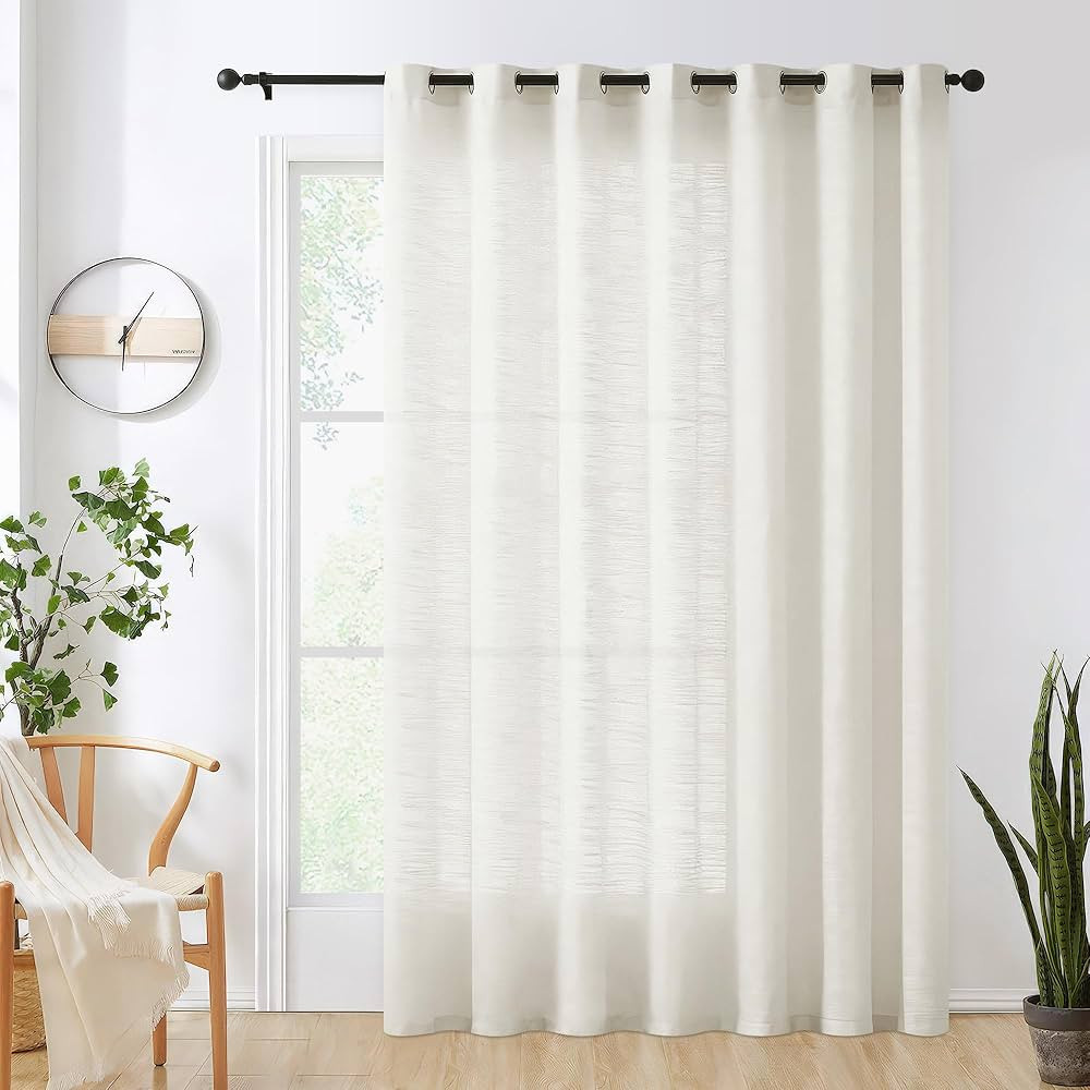 FMFUNCTEX Natural Sliding Door Curtain 84" Sheer Linen Curtains for Living Room Divider 100" Widt... | Amazon (US)