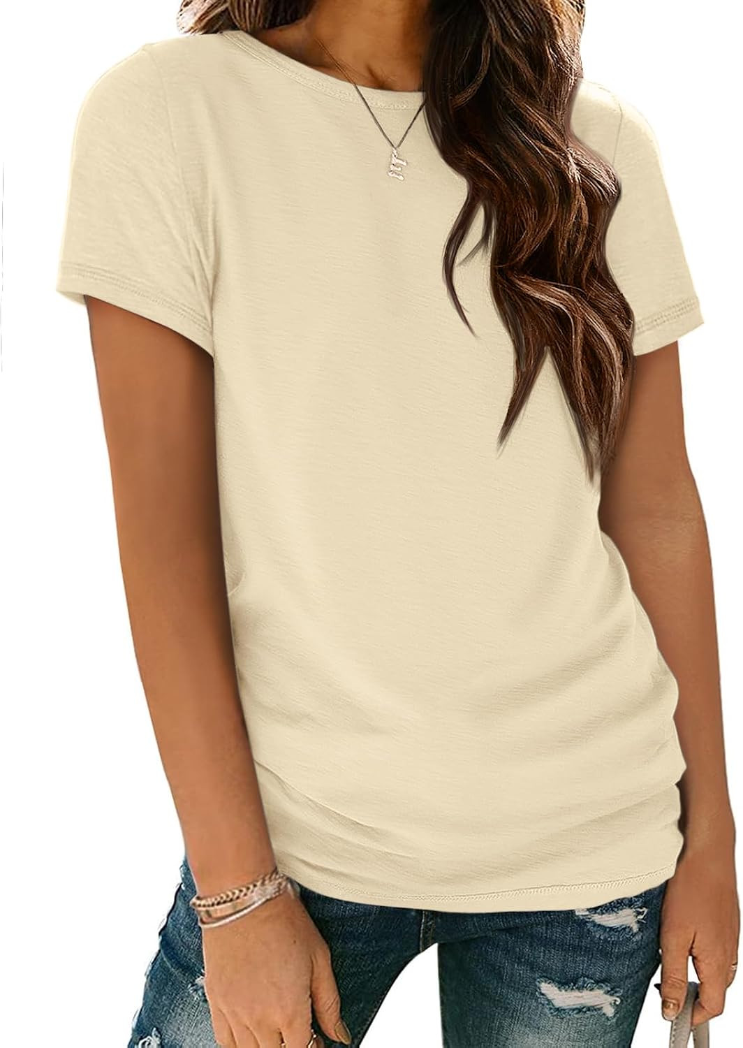 ATHMILE Womens Basic T Shirt Crewneck Short Sleeve Summer Tops | Amazon (US)