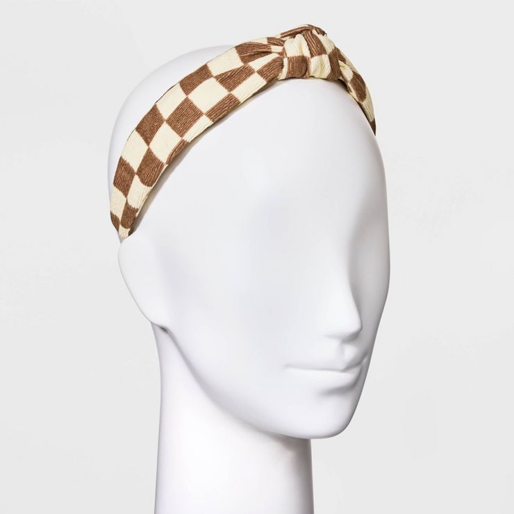 Checkerboard Print Corduroy Headband - Universal Thread&#8482; Ivory/Beige | Target