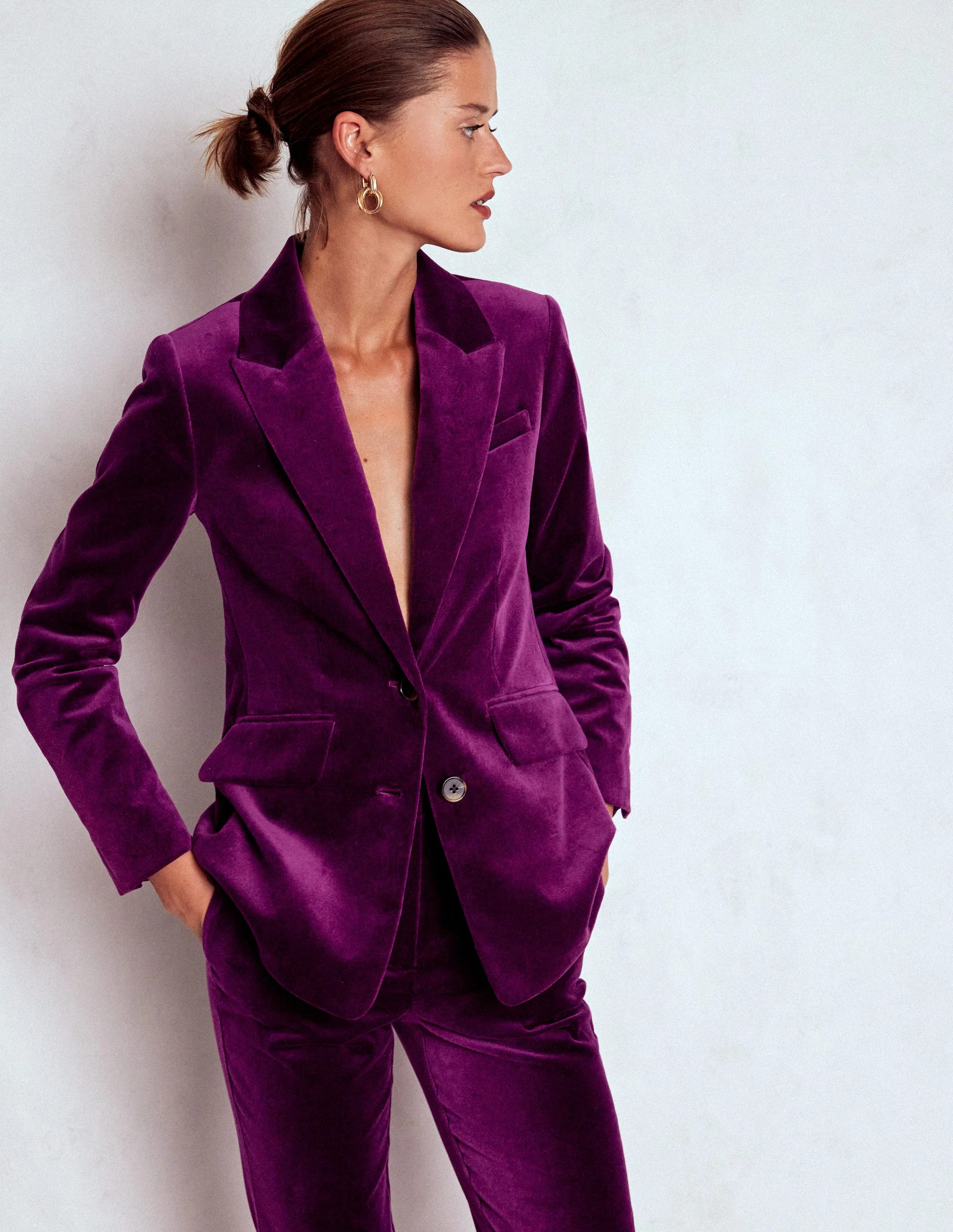 Stamford Velvet Blazer-Plum Jam | Boden (US)