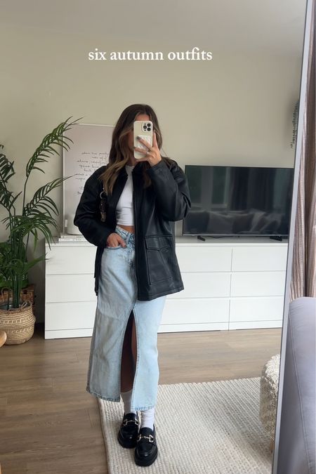 Styling nasty gal leather jacket with micro white T-shirt from cotton on and light wash denim maxi skirt. Teamed with some classic chunky loafers for an effortless everyday outfit for autumn! 

Six autumn outfits for your transitional wardrobe (and maybe to wear when it’s a little colder but I’m dying to get into my autumn ‘fits) 🤎🍂 

I’ll link everything on my stories, sept highlight and LTK asap! 

#autumnoutfits #autumnstyles #minimaloutfit autumn outfit ideas, autumn outfit inspo, autumn styles, autumn ootd, six autumn outfits,

#LTKstyletip #LTKfindsunder50 #LTKeurope