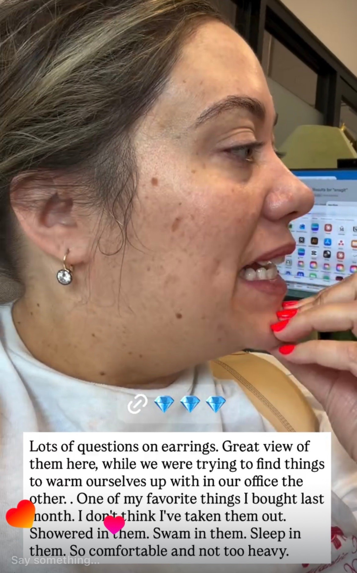 I’ve gotten so many comments on these earrings, and they’re one of my favorite things that I bought last month. They’re waterproof and feel nearly invisible — I’ve swam in them, slept in them, basically lived in them since June.
