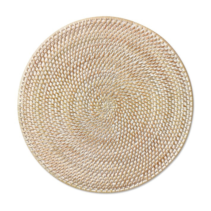 White Wash Woven Hapao Round Place Mat | Williams-Sonoma