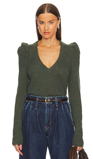 Lara Puff Shoulder Sweater in Stoned Moss | Revolve Clothing (Global)