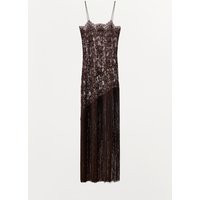 Zara - Fringed Lace Strap Dress - Brown - S - Woman | Zara US