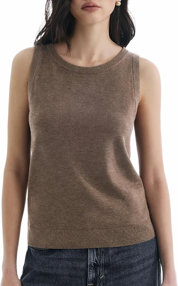 Women's Sleeveless Summer Sweaters Crew Neck Casual Lightweight Tank Top 2026 Tops for Women | Amazon (US)