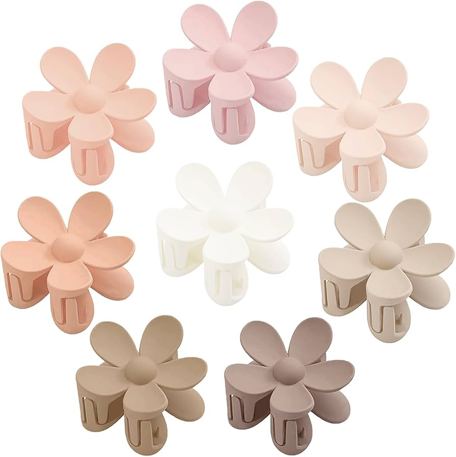 Flower Hair Clips 8PCS Hair Claw Clips Matte Large Claw Clips Cute Hair Clips Strong Hold for Wom... | Amazon (US)