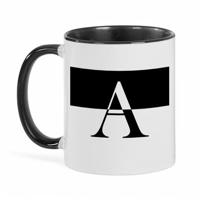 Personalization Mall Squared Initial 11 oz. Black Coffee Mug, A | Target