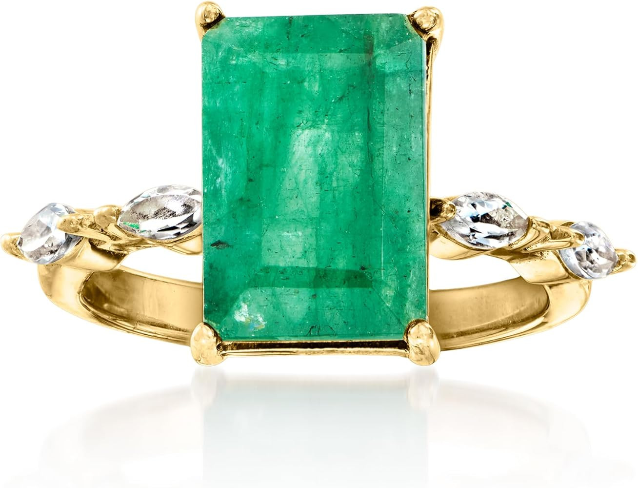 Ross-Simons 5.50 Carat Emerald and .50 ct. t.w. White Topaz Ring in 18kt Gold Over Sterling | Amazon (US)