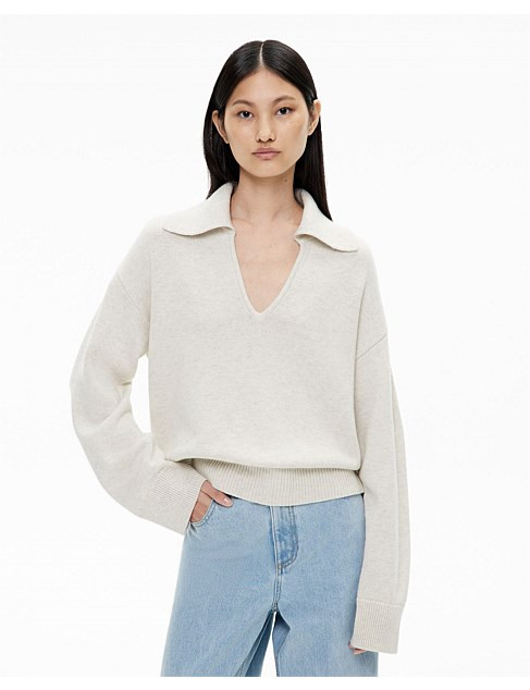 COLLARED V NECK KNIT | David Jones (Australia & New Zealand)