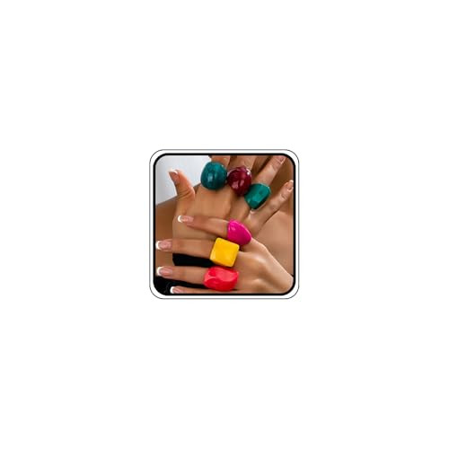 6Pcs Chunky Colorful Resin Knuckle Rings for Women Y2k Irregular Stackable Acrylic Midi Dome Ring... | Amazon (US)