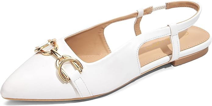 LUCKY STEP Women's Slingback Flats Pointed Toe Elegant Ballet Flat Comfortable Fashion Slip On Dr... | Amazon (US)