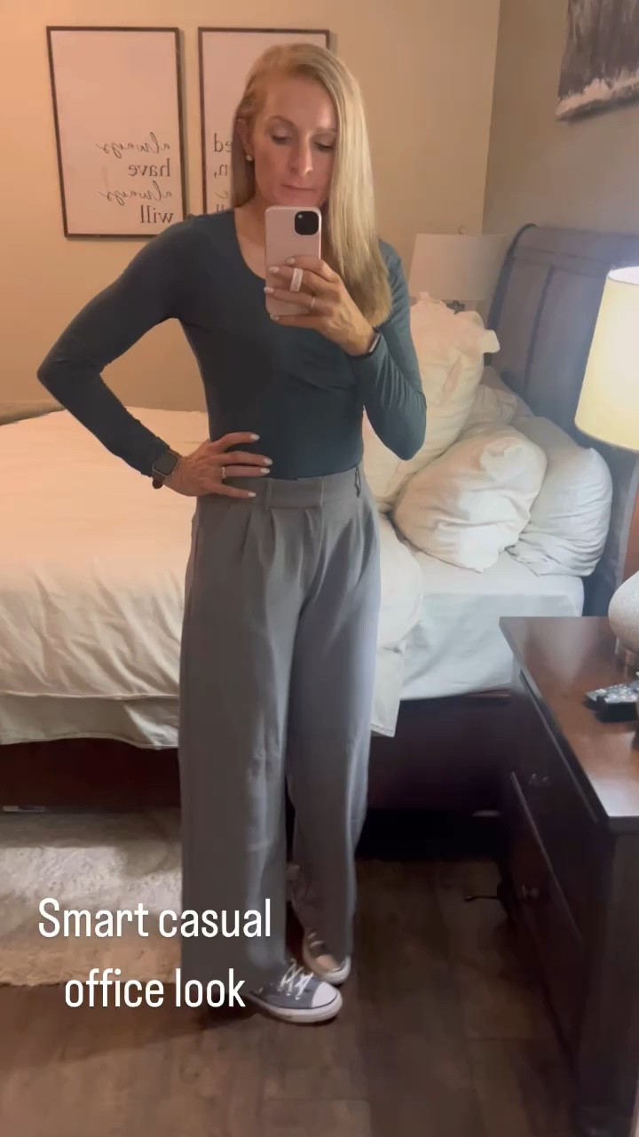 Smart casual comfy office look! I love the square neck on this shirt, compression but yet comfortable and super high quality! #officelook #amazonfashion #amazonfinds #smartcasual #office #work 

#LTKworkwear #LTKover40 #LTKActive