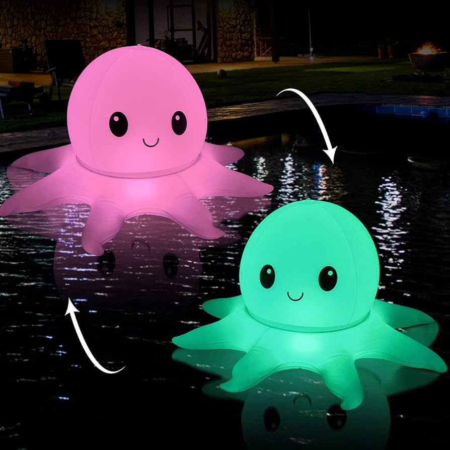 SEMANJLL Solar Powered Octopus Floating Pool Lights, 20 inch 16 RGB Colors Changing LED Glow Ball... | Amazon (US)