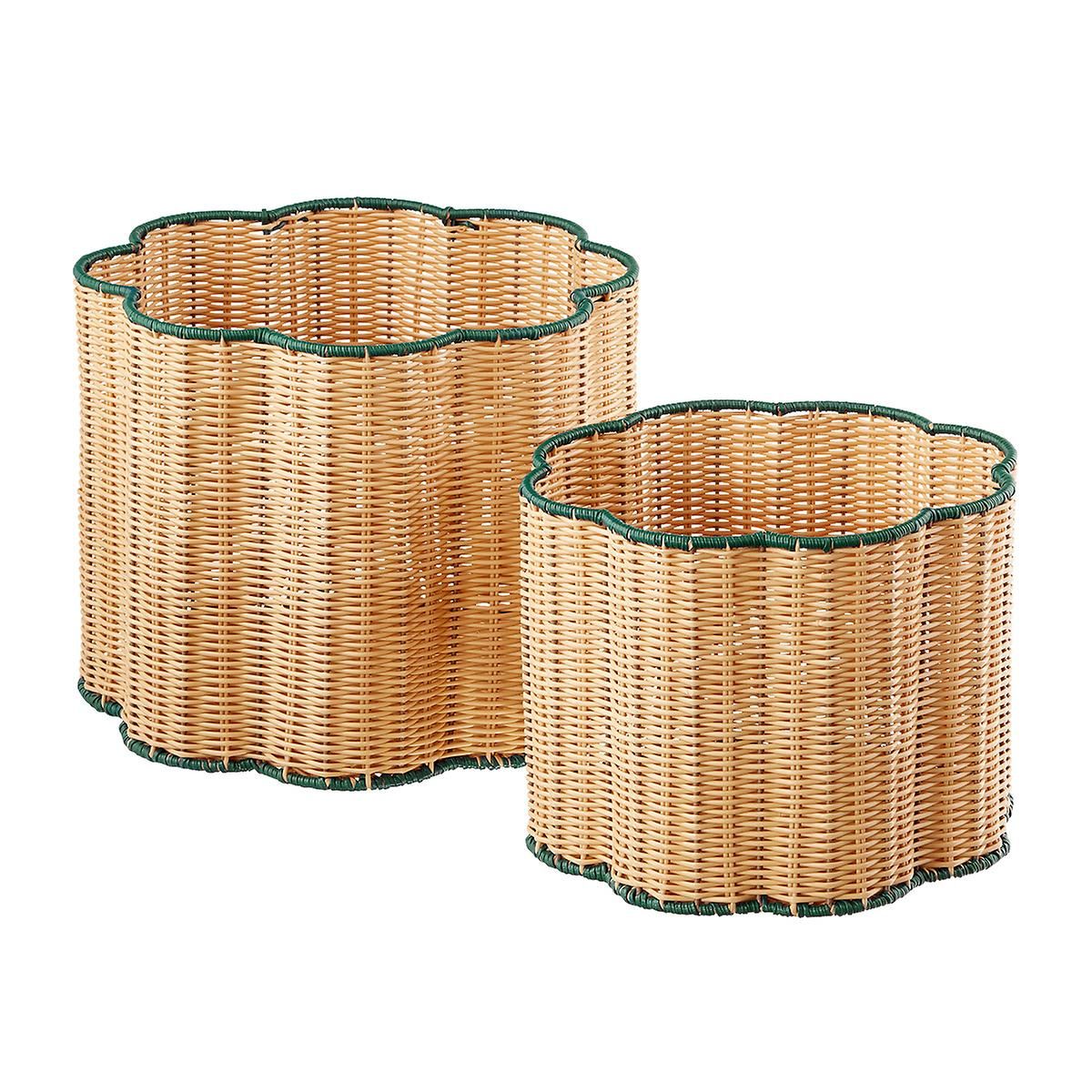 The Container Store Scalloped Edge Faux Rattan Bins | The Container Store