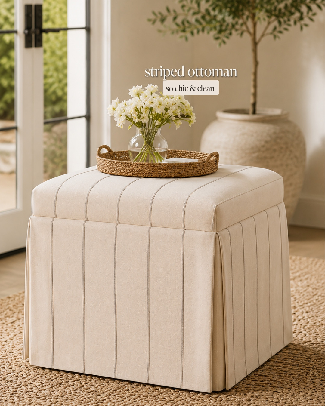 A skirted storage ottoman is peak Nancy Meyers energy – and The Inside's version is absolutely beautiful. 

Use it as an addition to your coffee table, pull it up as extra seating, or just admire how much it elevates the whole room. Hidden storage inside is the cherry on top – and the many color, pattern & fabric options! 🤍 

 #LTKHome